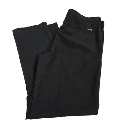 Pantalones chinos Izod para hombre negros 34X32 golf cintura elástica recta bolsillos de sarga Foto 1 de 4
