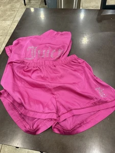 Juicy Couture Women’s Sleepwear Set Pink Satin Rhinestone Logo Shorts & Top XL - Picture 1 of 7