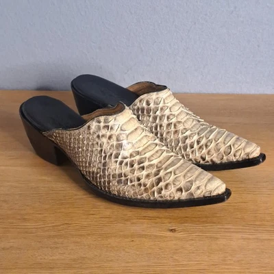 Old Gringo Piel de Serpiente Cuero Mules Tostado Dorado Western Botas Sin Cordones Mujeres Boho Foto 1 de 4