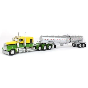 1/64 Giallo Verde Kenworth W900L Con Rimorchio A Due Assi Polar DCP 60-1804 - Foto 1 di 5