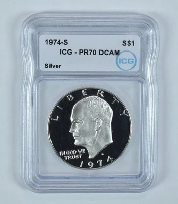 1974-S Eisenhower $1 Silver PR70 DCAM ICG *2092 - Image 1 of 4