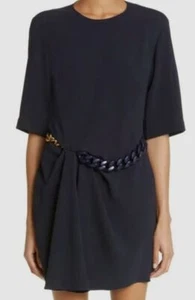 $1550 Stella McCartney Blue Falabella Chain Gathered Minidress Size IT 38 / US 4 - Picture 1 of 4