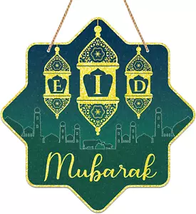 Eid Mubarak Decorations Ramadan Mubarak Door Hanging Sign Eid Decorations Orname - Picture 1 of 12