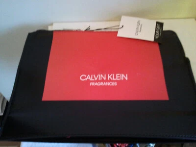 Calvin Klein Fragrance Red Black Zipper Make Up Pouch /Cosmetics Pouch Brand New - image 1 of 4