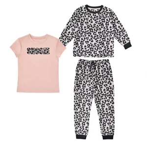 Member's Mark Girl's 3 Piece Pajama Set - Grey Animal Print - Size S (6/6X) - Picture 1 of 12