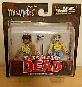 The Walking Dead Minimates 2 pack Survivor Morgan and Geek Zombie Series 5 2014 - Picture 1 of 7