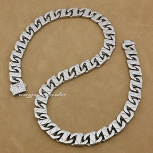 Stainless Steel Cuban Link Chain Biker Necklace Punk Jewellery 5A008NB - Picture 1 of 19