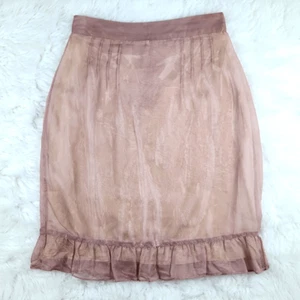 Free People Damen Bleistiftrock Rüschensaum Größe 3/Small hellrosa komplett gefüttert - Bild 1 von 7