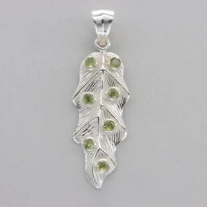 Colgante Hoja PERIDOTO Verde Piedra Preciosa Natural Genuina - PLATA ESTERLINA 925 #905e - Imagen 1 de 9