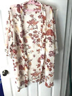 Wild Flower Kimono Size 1X- Sheer -Cream Color  With Tan Flowers -Free Shipping