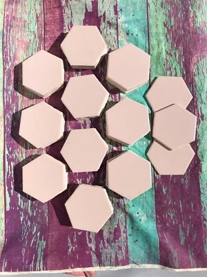 53 pc. Beige Tan  Hexagon Ceramic Tile  4-1/4"   New Old Stock Florida Tile Co. - Image 1 of 4