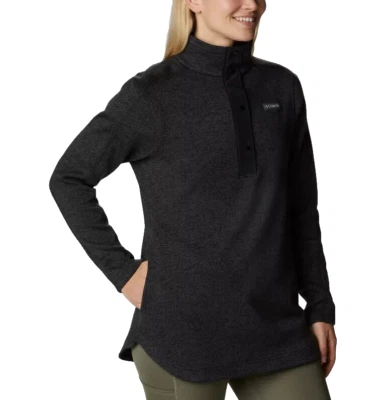 Suéter Columbia Para Mujer Talla Mediana Gris Clima Polar Túnica Bolsillos Tejido Top Foto 1 de 4