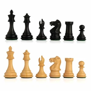3" Staunton Schachfiguren nur in ebonisiertem Buchsbaum - gewichtet - Bild 1 von 7