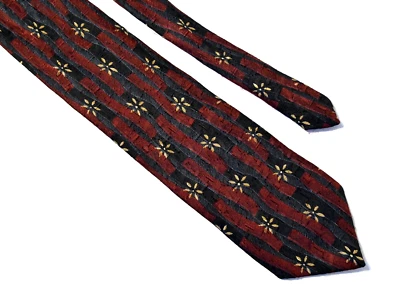 Corbata de seda vintage Pierre Cardin estampado geométrico floral oscuro 58′′x3,7′′ hecha en EE. UU. Foto 1 de 4