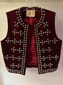 Vintage DOUBLE D RANCH Samt weinrot silber Nieten WESTE Gr. SMALL Damen - Bild 1 von 14