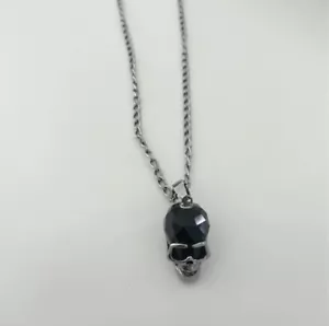 Swarovski The Skull Mens Necklace Stainless Steel Chain Black Silver 1111588 - Picture 1 of 16