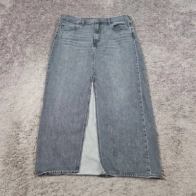 Levis Jean Skirt Womens 32 Gray A Line Maxi Light Wash Denim Front Slit 33x37 - Image 1 of 4
