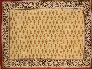 Mantel individual de mesa de algodón con estampado de bloques Bagru 19" x 13" cebada - Imagen 1 de 1