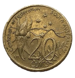 2001 AUSTRALIAN 20 CENT COIN CENTENARY OF FEDERATION | SOUTH AUSTRALIA S.A | VF - Picture 1 of 8