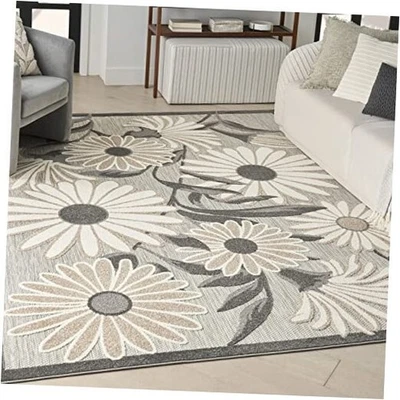  Aloha Indoor-Outdoor Beige 3'6" x 5'6" Area Rug, Easy Cleaning, Non Shedding,  - Image 1 of 4