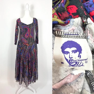 Vestido Betsey Johnson Punk Label Paisley Cintura Caída Años 80 Foto 1 de 4