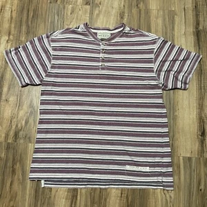 Arizona Jean Company Men's Medium Henley Horizontal Striped Short Sleeve Shirt - Picture 1 of 6