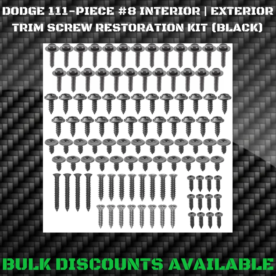 DODGE MOPAR Truck Engine Bay Interior Exterior Molding Panel Trim SCREWS BLACK - Image 1 of 2