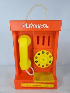 Vintage Orange Playskool Pay Phone Rotary Telephone Toy Hard Plastic - Picture 1 of 6