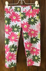 Gymboree Daisy Delightful Girls 10 Green Pink Floral Capri Length Pants
