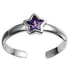 Star Simulated Purple .925 Sterling Silver Toe Ring