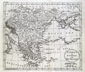 TURKEY IN EUROPE, TURKISH EMPIRE,GREECE,HUNGARY,CROATIA,Guthrie Antique Map 1793 - Picture 1 of 2