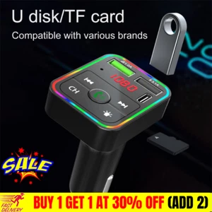 Bluetooth 5.0 Samochodowy bezprzewodowy nadajnik FM Adapter 2USB PD Ładowarka Zestaw głośnomówiący - Zdjęcie 1 z 6