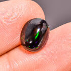 01.55Cts Natural Play Of Color Ring Size Black Ethiopian Opal Oval Cab Gemstone