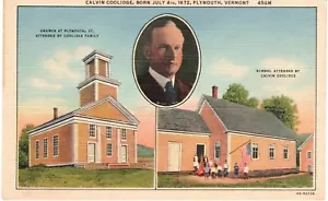 Church and School Calvin Coolidge Plymouth VT Linen Postcard Not Post Marked-30 - Picture 1 of 2