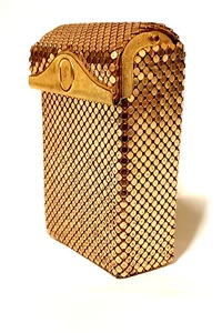 Vintage Oroton 70s Cigarette Case Flip Top Gold Glomesh with O Logo As New Cond - Picture 1 of 6
