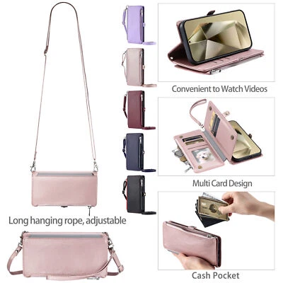 Crossbody Wallet Leather Phone Case For Huawei P40 P30 Nova 10 P70 Honor X50 X6A - Imagem 1 de 4