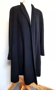 Aquascutum Swing Coat Size L XL Vintage Black Wool Cashmere Wide Shoulder - Picture 1 of 9