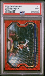 2020 Panini Prizm Lebron James Red Wave Prizm PSA 9 MINT
