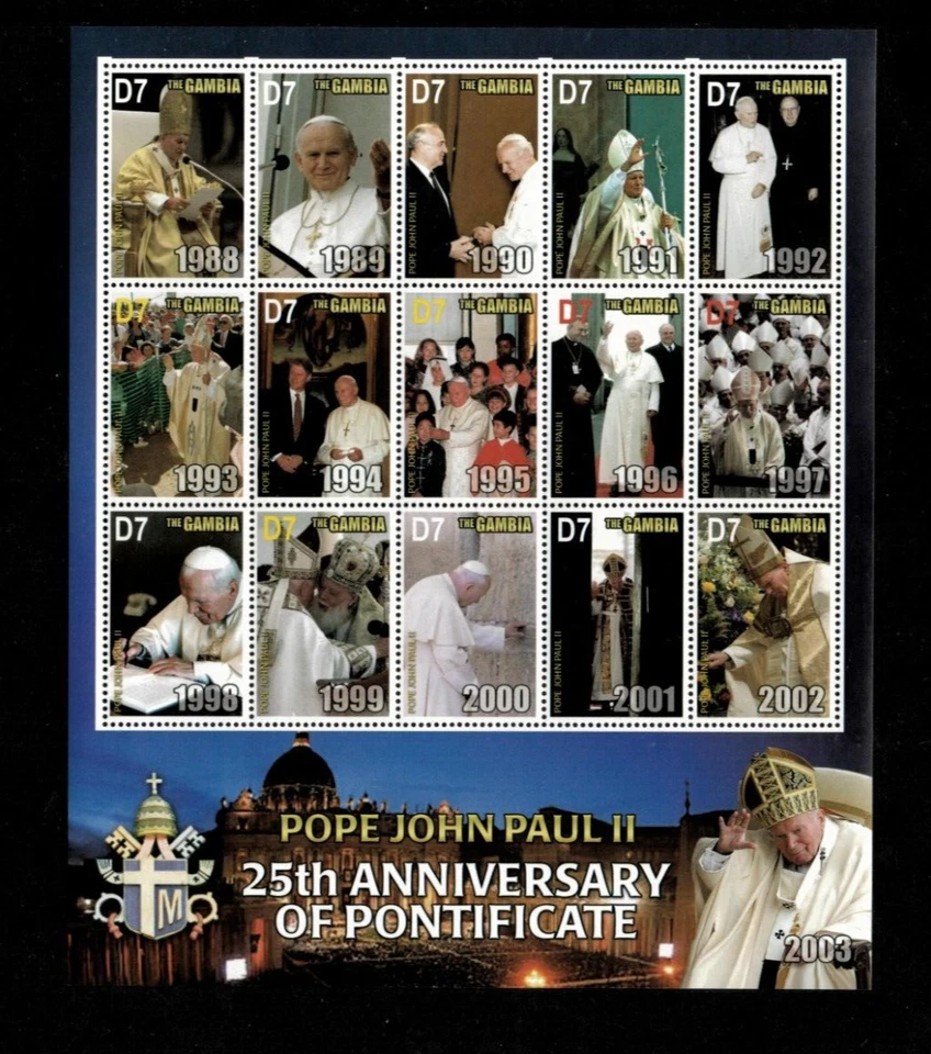 Gambia 2004 - Papa Juan Pablo II - Hoja de 15 estampillas - Scott #2821 - MNH Foto 1 de 1