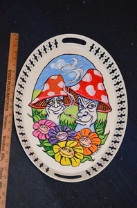 Original Art Acrylic Hand painted Mushroom Stoner Metal Party Tray 15.5 x 21 in - Picture 1 of 9
