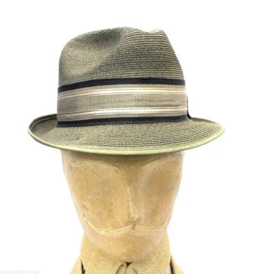 Sombrero de Colección para Hombres 6 3/4 S Champ Fedora Filtros de Sol Verde Paja Desteñido Nuevo de Lote Antiguo Defecto  Foto 1 de 4