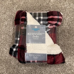 Comfort Bay Red Plaid Microlight Fleece Berber Throw Blanket Soft Warm 50X60 - Picture 1 of 6