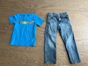 Wrangler Boys Sz 5 Slim classic straight adj waist & crayola shirt sz 5/6 - Picture 1 of 13