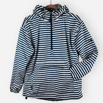 Charles River Women’s Small Chatham Anorak Striped Blue White Jacket 1/2 Zip - Image 1 of 4