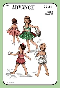 Mädchen BH TOP Bubble Höschen Unterhose Kreis ROCK Muster Advance 5524 Vintage 1950 - Bild 1 von 5