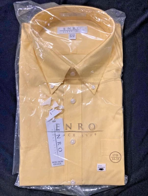 Camisa Enro Sun Amarillo 17.5 34-35 Sin Planchar EZCool Botón Nueva con Etiquetas De Colección Deadstock Foto 1 de 4