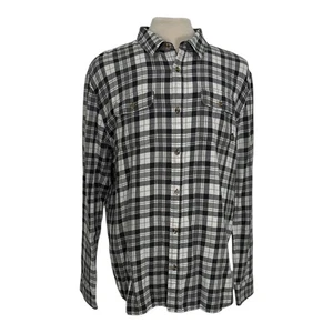 Camisa de franela gris XXL con botones 100 % algodón patín al aire libre Vans Classic Fit para hombre - Imagen 1 de 7