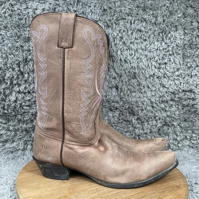 Botas Dingo para Mujer 10 M Cuero Occidental Vaquero Montar Pull On Rancho Cosidas Foto 1 de 4