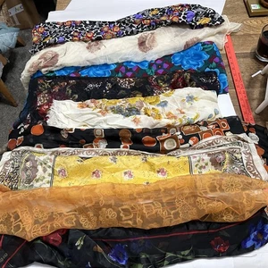 Vintage Lot of 9 Scarves Floral Patterns Some Sheer Assorted Colors - Picture 1 of 8