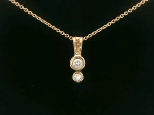 18ct Rose Gold & Two Stone Diamond Necklace - 17 1/2" - Picture 1 of 13